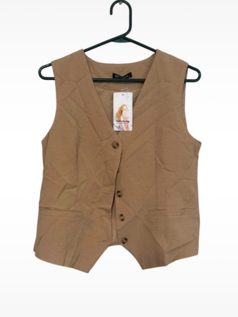 Tailored Women's Tan Button-Front Vest